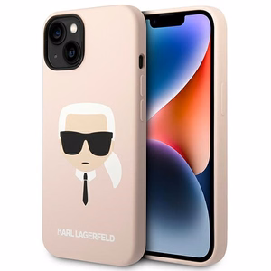 Karl Lagerfeld KLHMP14SSLKHLP iPhone 14 6.1 "kietas dėklas šviesiai rožinis / šviesiai rožinis Silikoninis Karlo Galva Magsafe