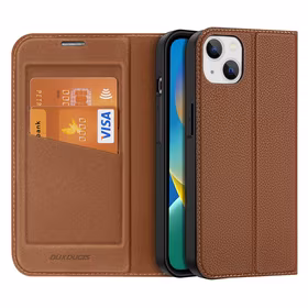 Dux Ducis Skin X2 dėklas telefonui iPhone 14 Plus su magnetine uždanga rudas