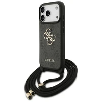 Guess 4G Big Logo Cord Stap per petį dėklas telefonui iPhone 17 Pro - juodas
