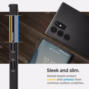 Spigen Liquid Air dėklas telefonui Samsung Galaxy S22 Ultra - Matinis juodas