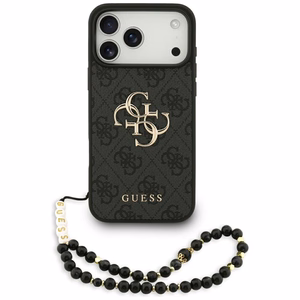 Dėklas Guess PU 4G Metal Logo Strap Apple iPhone 17 Pro Max juodas