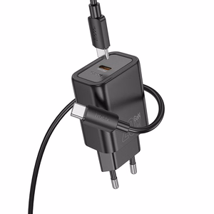 Įkroviklis Hoco N60 20W GaN USB-C + USB-C to USB-C cable 1.0m juodas