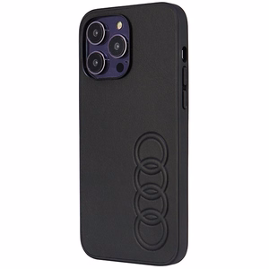 Audi sintetinės odos dėklas telefonui iPhone 14 Pro Max 6.7" juodas/juodas kietas dėklas AU-TPUPPCIP14PM-TT/D1-BK