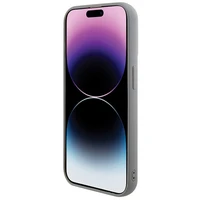 Guess Blizgučių Metalinis Užrašas dėklas telefonui iPhone 15 Pro - sidabrinis