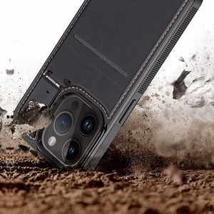 3in1 Piniginės dėklas su stovu iPhone 14 Pro MagSafe RFID Blokatorius Dux Ducis Rafi Mag - juodas