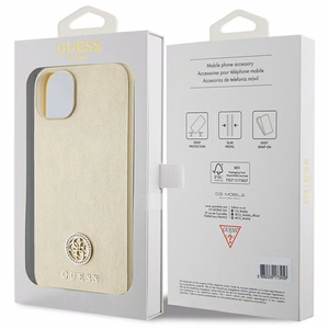 Guess GUHCP15MPS4DGPD iPhone 15 Plus 6.7" auksinis/auksinis kietas dėklas telefonui Strass Metal Logo
