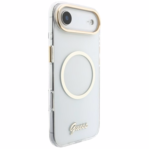 Guess IML Script Metal MagSafe Dėklas for iPhone Air - Clear