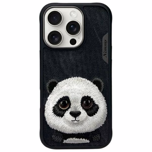 Nimmy Didelės akys augintinis 2.0 Pandos dėklas telefonui iPhone 16 Pro - juodas