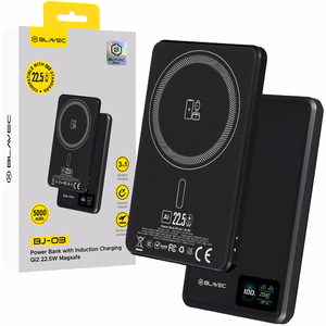 Blavec Power Bank 5000mAh BJ-03 Ultra Slim 7,8mm - Type C - 22,5W magnetic Magsafe 3 in 1 (PBBJ03-MC5B) black aluminum