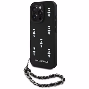 Karl Lagerfeld Saffiano Crystals с цепочкой чехол для iPhone 16 Pro Max - черный