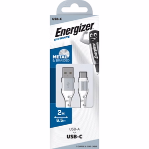Energizer Ultimate C520CKWH USB-A–USB-C įkrovimo ir duomenų laidas, 2 m, baltas