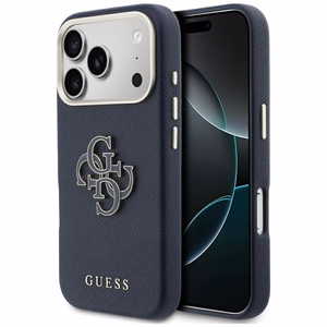 Guess FW dėklas su dervos logotipu iPhone 17 Pro Max - mėlynas