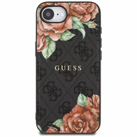 Guess 4G Flowers Print Magnetinis dėklas telefonui iPhone 16e - juodas