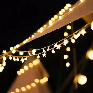 LED girlianda 1,5M (10 LED lempučių) USB balkonui, žvaigždės + rutuliukai, šiltai balta