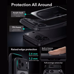 ESR Classic Hybrid MagSafe dėklas, skirtas iPhone 18 Pro / 17 Pro – skaidrus juodas