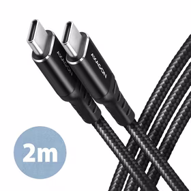 Axagon USB-C į USB-C laidas 2m 60W HQ juodas BUCM-CM20AB