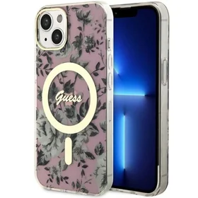 Guess Flower Magnetinis dėklas telefonui iPhone 14 - rožinė
