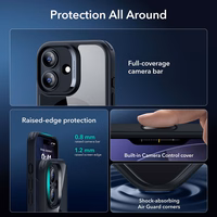 ESR Classic Hybrid MagSafe + grūdinto stiklo rinkinys iPhone 17 – skaidriai juodas