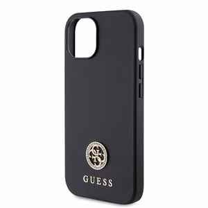Guess GUHCP15MPS4DGPK iPhone 15 Plus 6.7" juodas/juodas kietas dėklas telefonui Strass Metal Logo