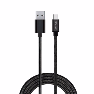 Savio CL-129 USB kabelis 2 m USB 2.0 USB A USB C Juoda
