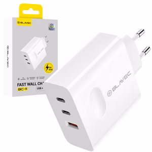 Blavec sieninis įkroviklis BC-11 GaN - USB + 2xType C - QC PD 65W 3A (TCBC11G-U2CW653A) baltas