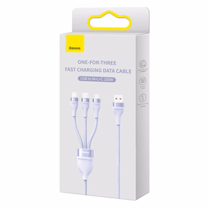 Baseus kabelis Flash Series II 3 in 1 - USB į Type C, Lightning, Micro USB - 100W 6A 1,2 metrai (CASS030005) violetinis