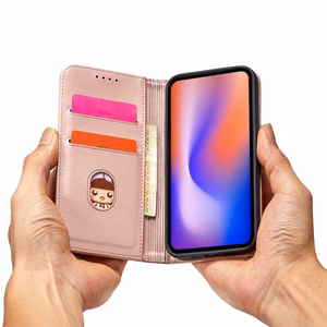 Magnetinis dėklas kortelėms iPhone 12 Pro dėklas kortelių piniginė kortelių stovas rožinis