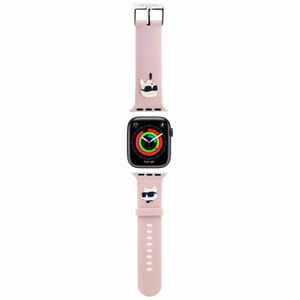 KARL LAGERFELD DIRŽELIS KLAWMSLKCNP APPLE WATCH 38/40/41MM ROŽINIS/ROŽINIS DIRŽELIS 3D RUBBER KARL&CHOUPETTE HEADS