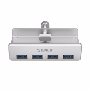 Orico MH4PU šakotuvas su spaustuku 4x USB-A 3.0 sidabrinis