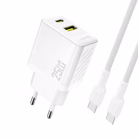Dudao A26TCEU PD QC 25W GaN USB-A USB-C Wall Įkroviklis with USB-C Laidas - Baltas