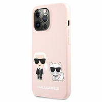 Karl Lagerfeld silikoninis dėklas Ikonik Karl & Choupette MagSafe iPhone 13 Pro / iPhone 13 – šviesiai rožinis