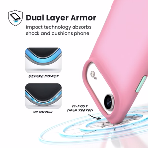 Speck Presidio Lux MagSafe dėklas, skirtas iPhone Air, „Ibis Pink / Dark Ibis / Kanom Green“ spalvos