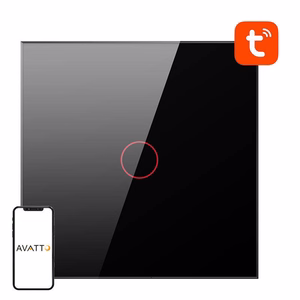 Išmanusis šviesos jungiklis WiFi Avatto TS02-EU-B1 1 Way TUYA (juodas)