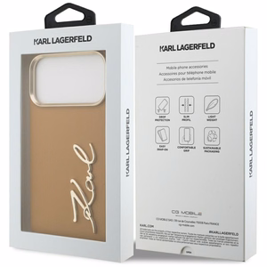 Karl Lagerfeld Karl Script Logo dėklas iPhone 17 Pro Max - rudas