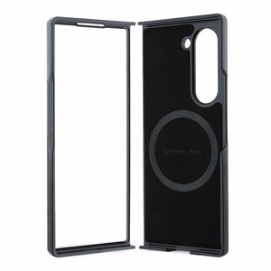 Mercedes Leather Wood Imitation MagSafe dėklas telefonui Samsung Galaxy Z Fold 6 - juodas