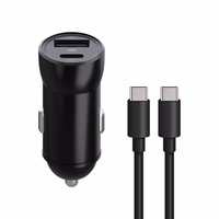 "Maxlife MXCC-04 PD QC automobilinis įkroviklis 1x USB-C 1x USB 20W juodas + USB-C - USB-C kabelis 60W