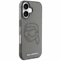 Karl Lagerfeld IML Rhinestones Karl Head dėklas telefonui iPhone 16 Pro juodas