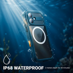 Crong Seal Cover vandeniui atsparus IP68 dėklas, skirtas iPhone 17, jūrinis mėlynas