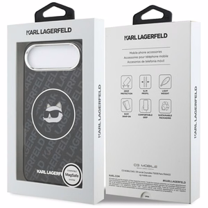 Karl Lagerfeld IML Choupette galvos logotipo magnetinis iPhone Air dėklas - juodas