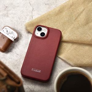iCarer CE Premium odinis folio dėklas iPhone 14 Plus su MagSafe magnetiniu flipu - raudonas