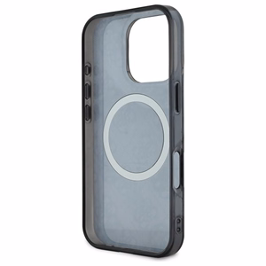 Guess IML Peony On 4G Background Magnetinis dėklas iPhone 16 Pro - juodas