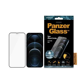 PanzerGlass E2E Super+ Microfracture antibakterinis grūdintas stiklas iPhone 12 Pro Max – su juodu rėmeliu