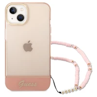 Guess GUHCP14MHGCOHP iPhone 14 Plus 6.7 "rožinis/rožinis kietas dėklas Translucent Pearl Strap
