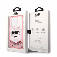 Karl Lagerfeld KLHCP14XLNCHCP iPhone 14 Pro Max 6.7" pink/pink kietas dėklas Glitter Choupette Head