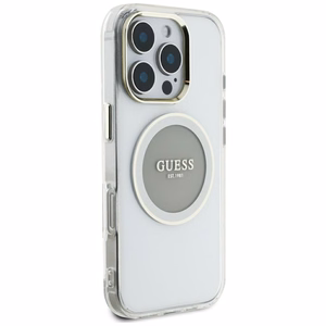 Guess IML Metal Colored Circle Classic Logo Magnetinis dėklas telefonui iPhone 16 Pro Max - pilkas