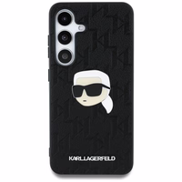 Dėklas Karl Lagerfeld Odinis Monogram Pin Logo Karl Head Samsung Galaxy S25 juodas