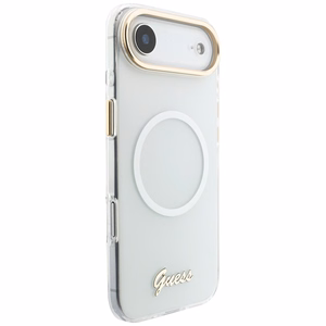 Guess IML Gradient Script Metal MagSafe Dėklas for iPhone Air - baltas