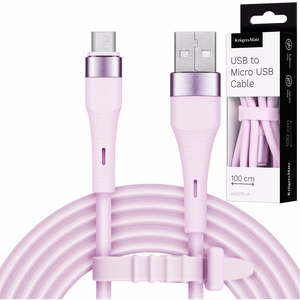 Kruger&Matz Basic USB–microUSB silikoninis kabelis, 1 m, rožinis