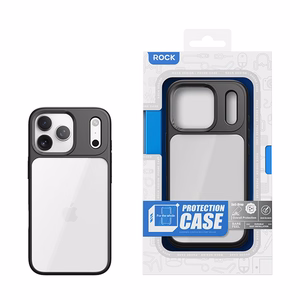 Rock Guard serijos dėklas telefonui Iphone 17 Pro Max skaidrus-juodas