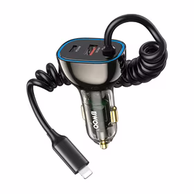 BWOO CC96L 30W PD car įkroviklis 1x USB-C 1x USB port with lightning laidas pilkas